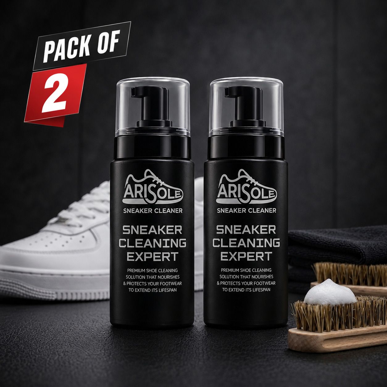 Arisole sneaker cleaning foam pack of two